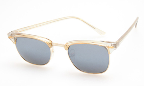 Clubmaster solbrille med gennemsigtig beige smoke farve og let spejlglas