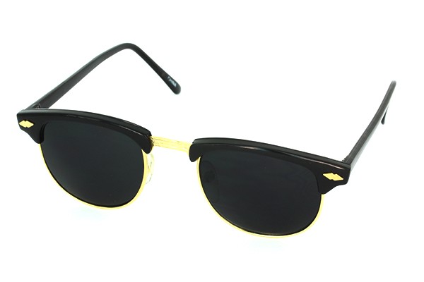 Clubmaster solbrille i sort/guld design med mørke glas - Design nr. 635
