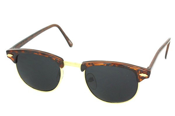 Clubmaster solbrille med meget mørkt glas. Tortoise brun og guld