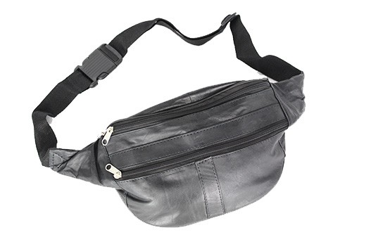 STOR lækker sort bæltetaske i Ægte blød lammeskind  - Design nr. 676