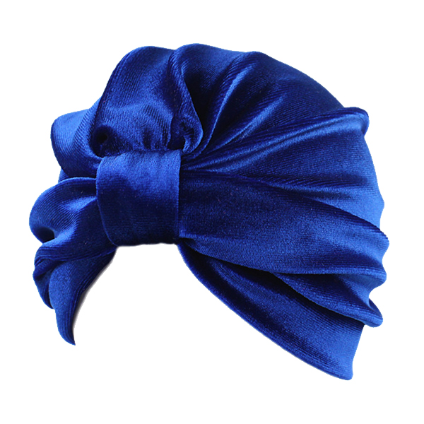 Turban i flot dyb blÃ¥ velour