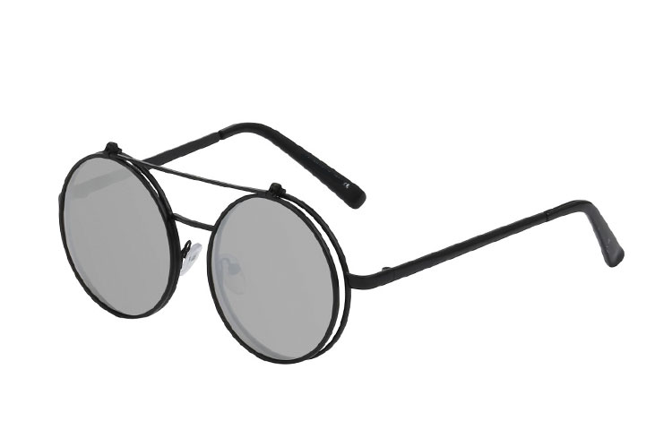 Sort brille med flip-up solbrille