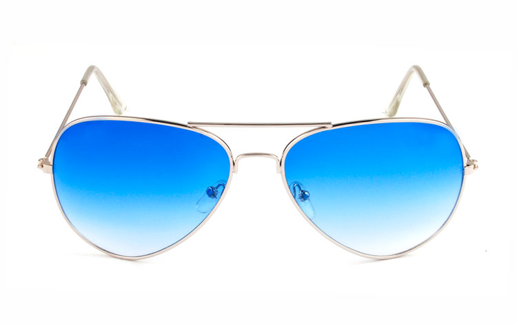 Metal pilot / aviator solbrille med blÃ¥ glas - accessories.dk - billede 2