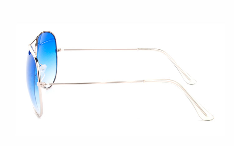 Metal pilot / aviator solbrille med blÃ¥ glas - accessories.dk - billede 3