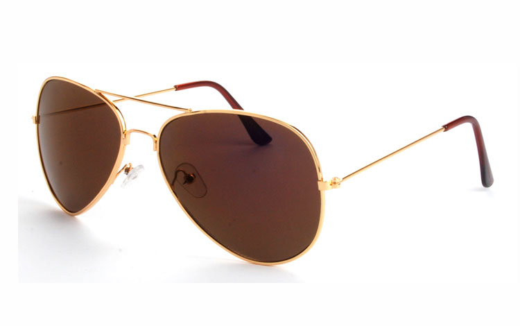 Guldfarvet aviator / pilot solbrille