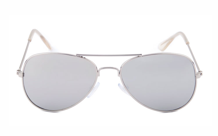 BØRNE aviator solbrille med sølvfarvet spejlglas - accessories.dk - billede 2