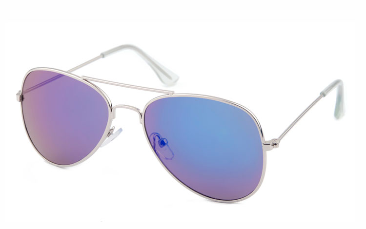 BØRNE pilot solbrille med farvet spejlglas