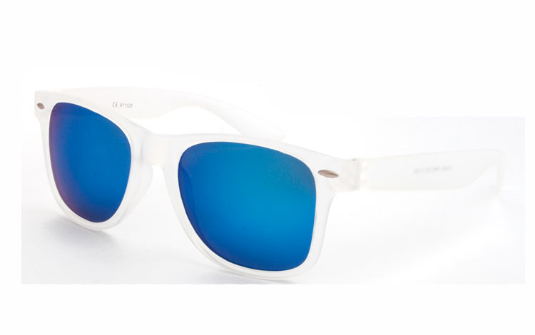 Halv transparent solbrille med blÃ¥ spejlglas