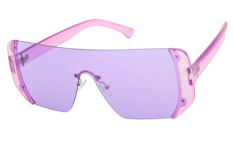 FrÃ¦k transparent oversized solbrille i lyslilla design