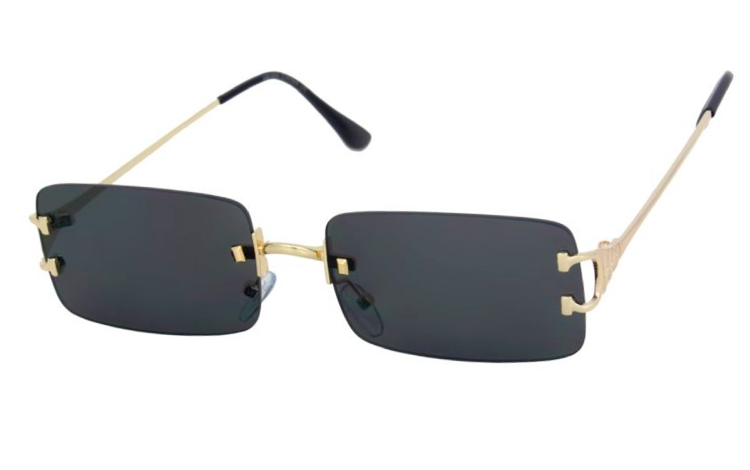 solbrille i aflangt firkantet design med runde hjørner