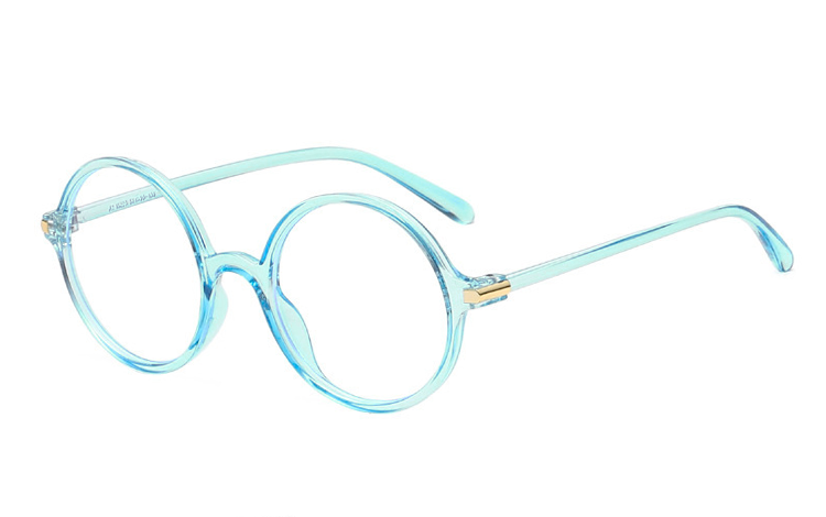 Lys tyrkisblÃ¥ transparent brille med klart glas uden styrke