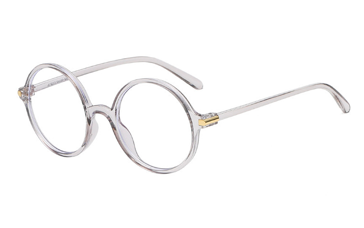 GrÃ¥ transparent brille med klart glas uden styrke