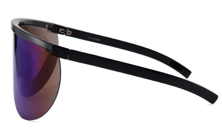 Stor oversized solbrille med blÃ¥-lilla spejlglas. - accessories.dk - billede 3