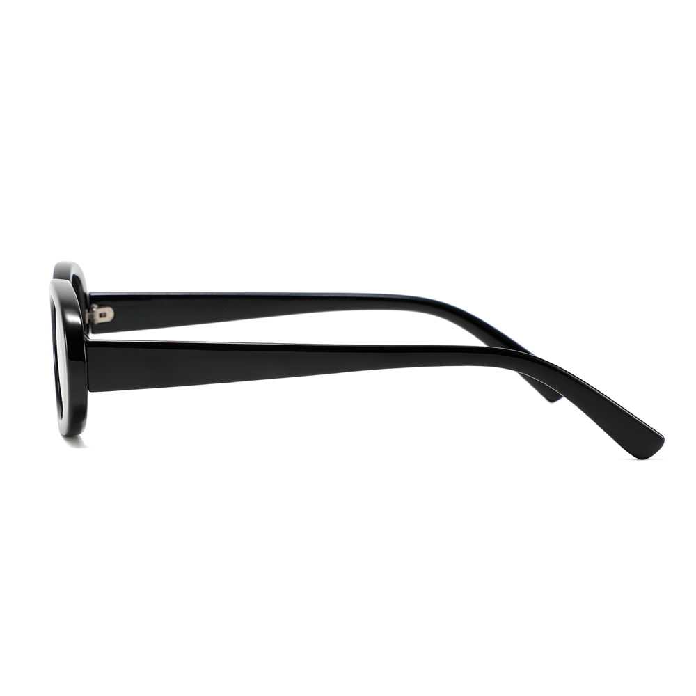 Smuk oval solbrille i blank sort stel med isblÃ¥ spejlglas - accessories.dk - billede 3
