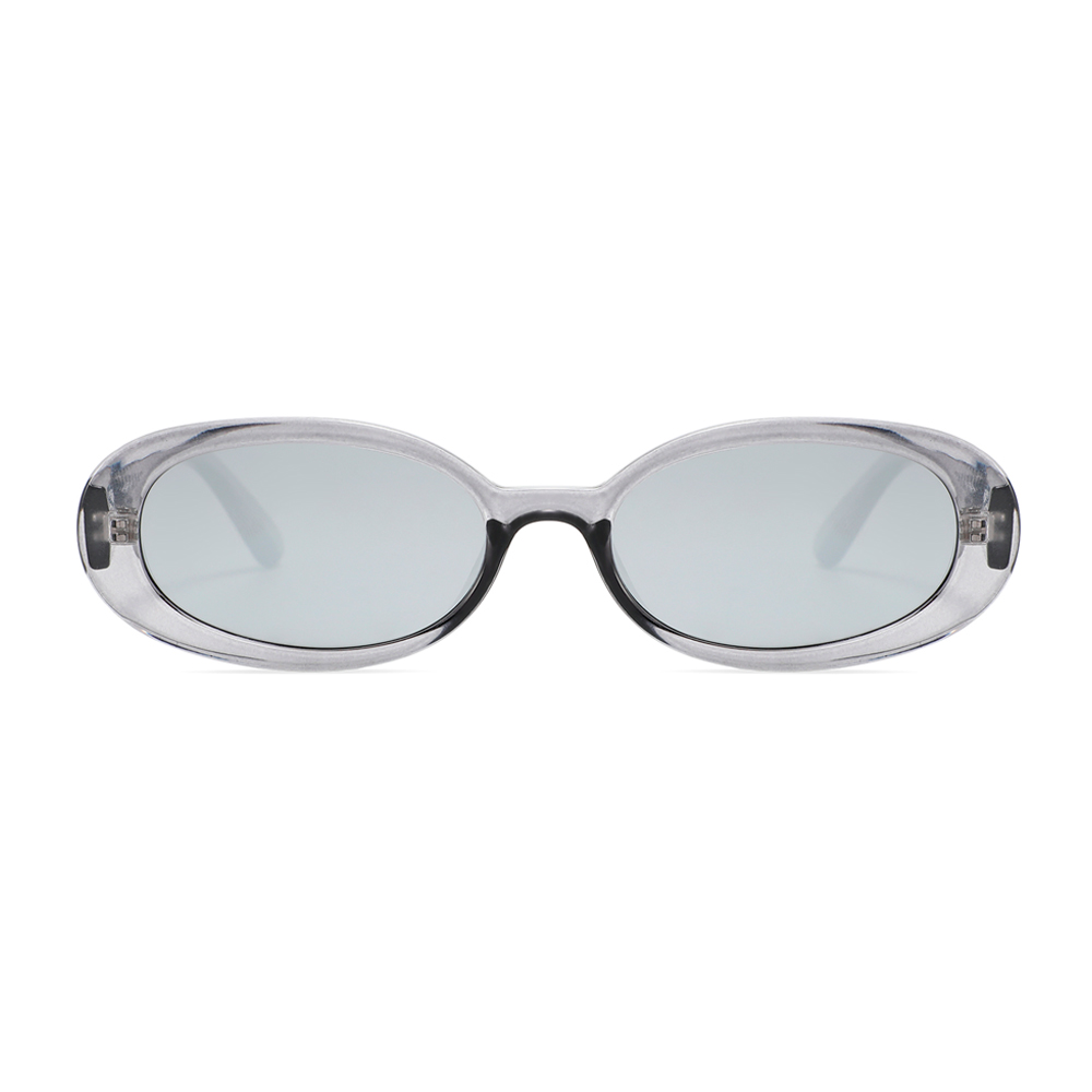 Smuk oval solbrille i transparent grÃ¥ med spejlglas - accessories.dk - billede 2