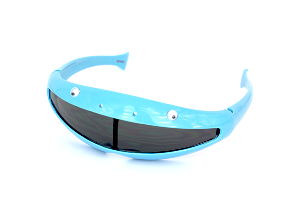 LysblÃ¥ bÃ¸rnesolbrille (1-3 Ã¥r) i sjovt design med Ã¸jne.? 