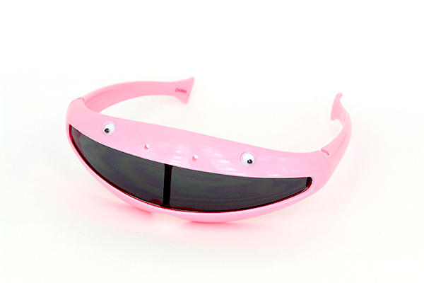 BÃ¸rnesolbrille (1-3 Ã¥r) i lyserÃ¸d. Sjovt design med Ã¸jne.