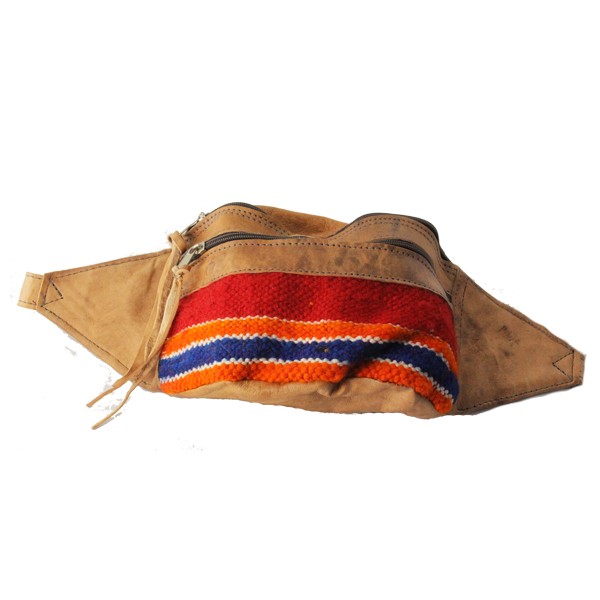 2.SORTERING NEDSAT Afrikansk læder bumbag med vintage kelim - accessories.dk - billede 2
