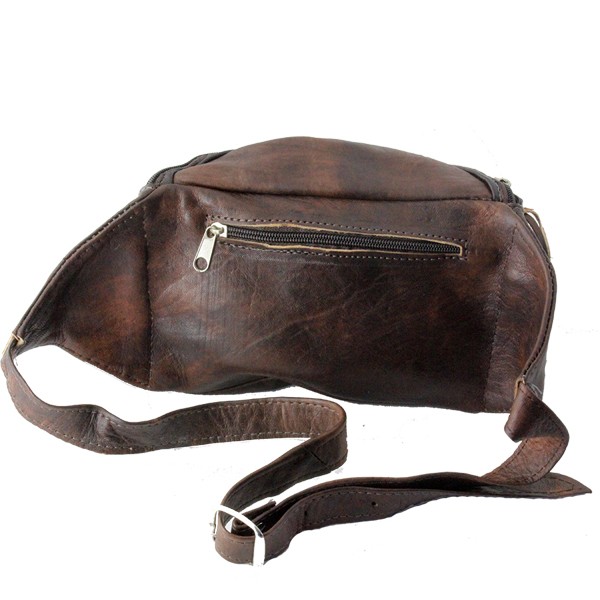 2. SORTERING NEDSAT mÃ¸rkebrun BÃ¦ltetaske / bumbag / fannypack i afrikansk mÃ¸rkebrun lÃ¦der - accessories.dk - billede 3