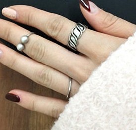 Råt ring sæt i oxyderet sølv ( 3 stk. ) - accessories.dk - billede 2