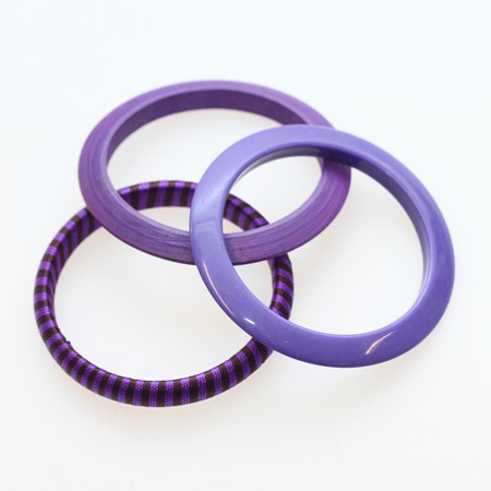 3 stk. ArmbÃ¥nd i lilla. Dia: 6,8cm. - accessories.dk - billede 2