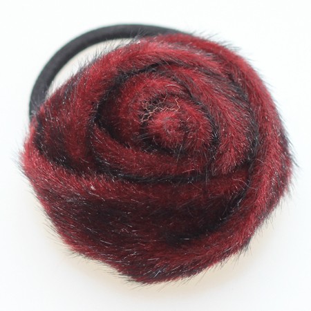Hårelastik / armbånd med rose i velour/pels look. - Flere farver - accessories.dk - billede 2