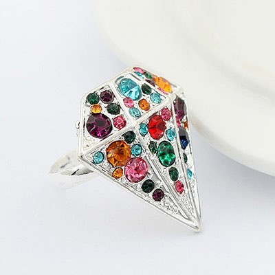 Ring Diamant  m/ farvede sten