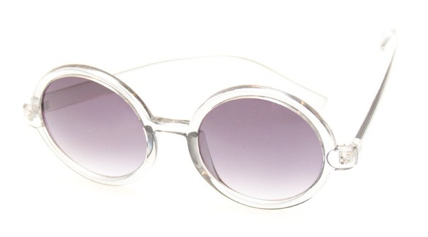 Rund solbrille i gennemsigtig smokeygrÃ¥