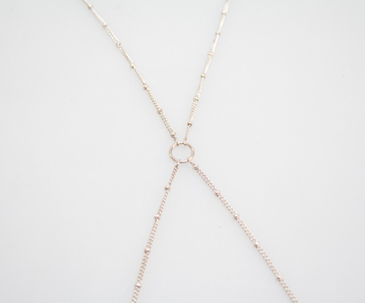 Bodychain / kropkÃ¦de i sÃ¸lvfarvet kuglekÃ¦de - accessories.dk - billede 2