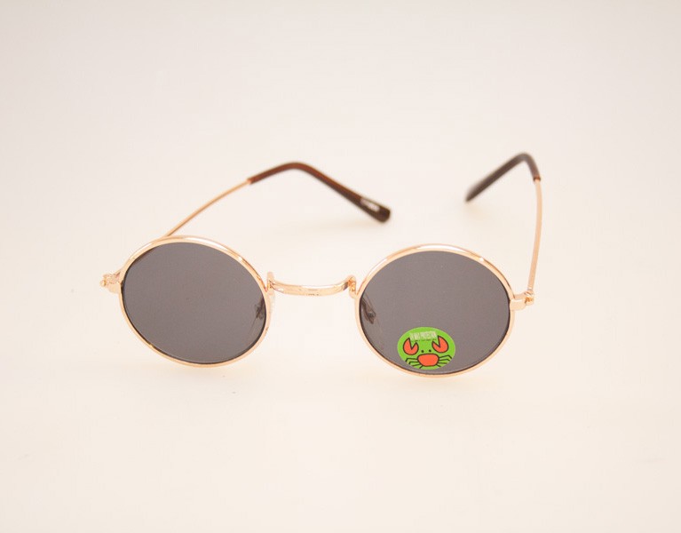 BÃ¸rnesolbrille i John Lennon look. Guldfarvet