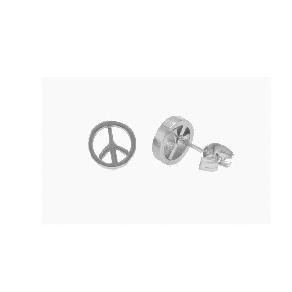 Ã˜restik med peace tegn i sÃ¸lvfarvet - accessories.dk - billede 2