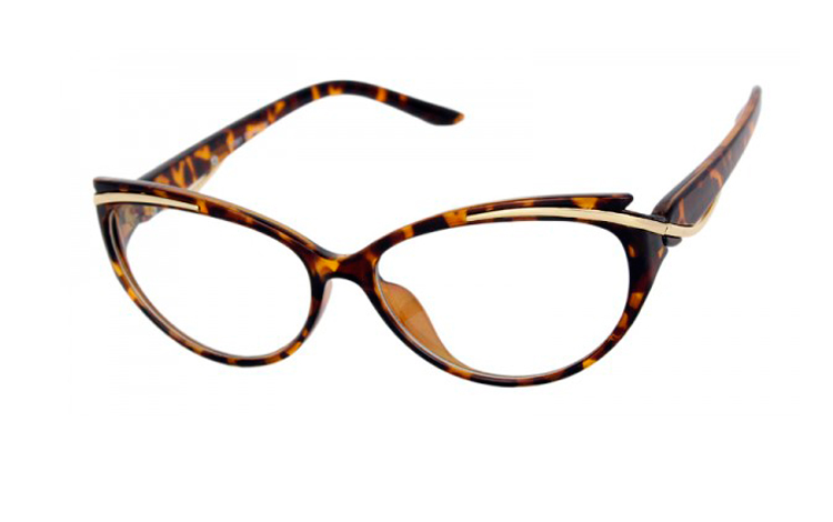 Brun Cateye brille med klart glas uden styrke i Ã¦gte 40er - 60er stil.