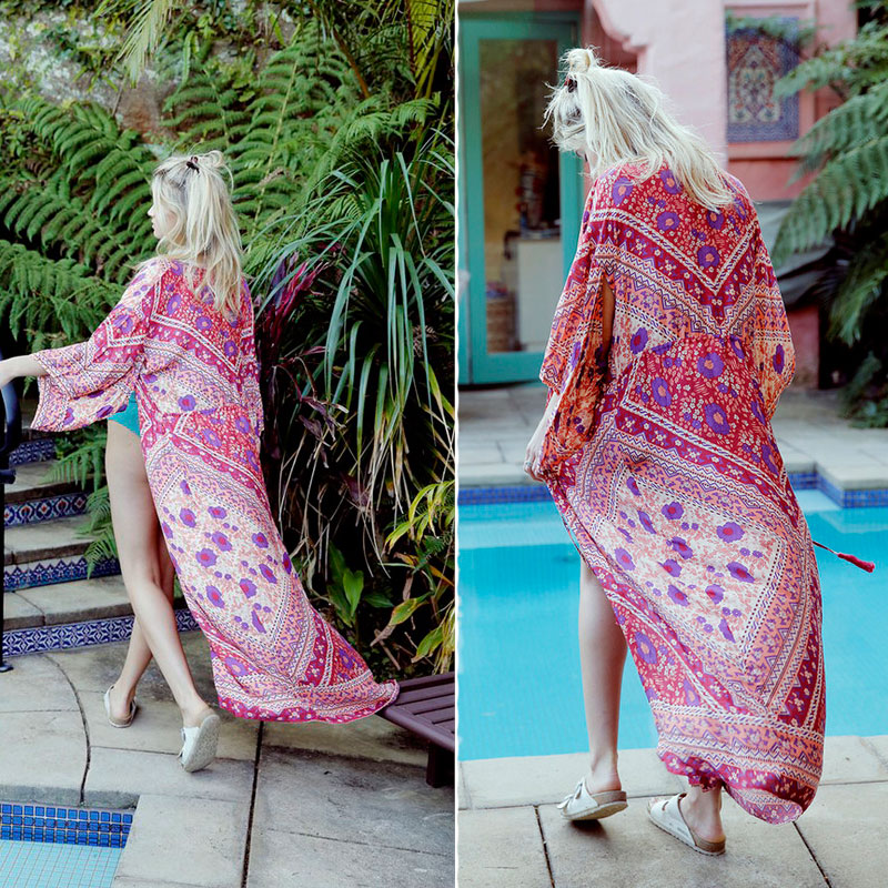 Flot kimono med flot mÃ¸nster design - accessories.dk - billede 3