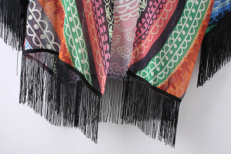 Smuk farverig kimono med mandala mÃ¸nster - accessories.dk - billede 3