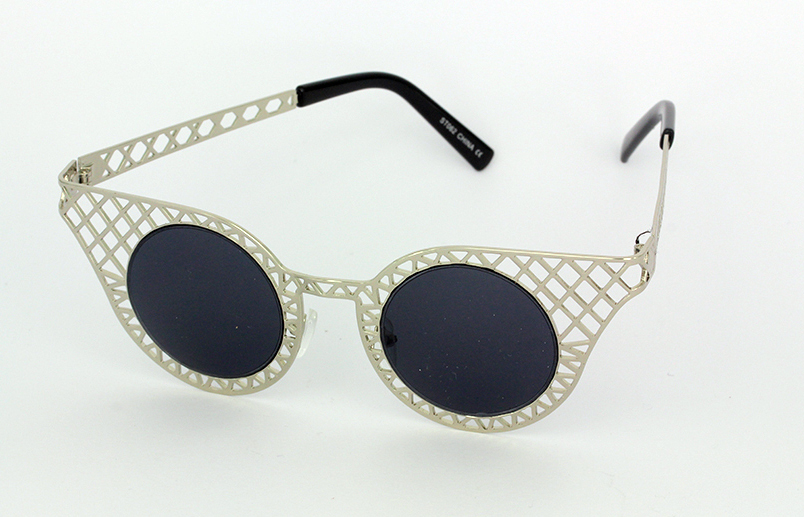 SÃ¸lvfarvet metalgitter solbrille