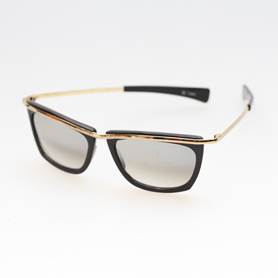 Sort blank solbrille med guld Ã¸verst - spejlglas
