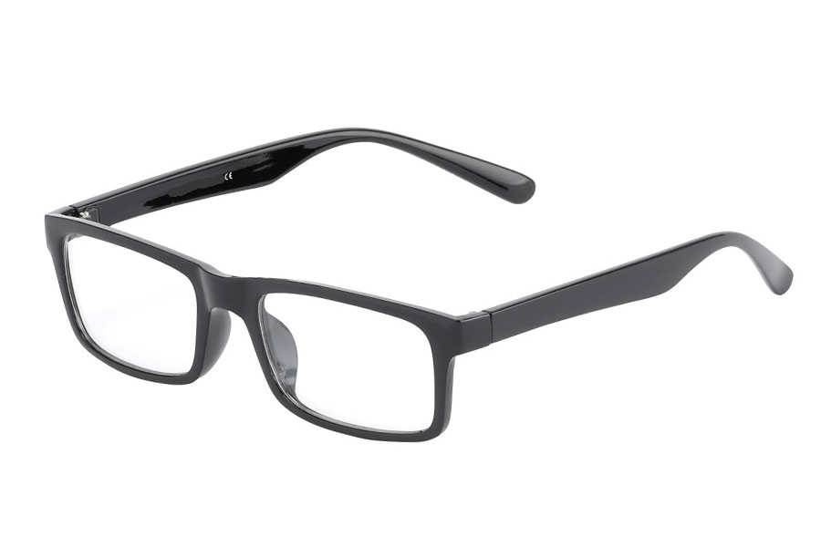 Sort firkantet brille uden styrke