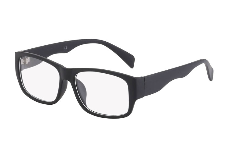 Sort firkantet brille i mat design