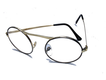 Rund brille i metalstel, uden styrke.