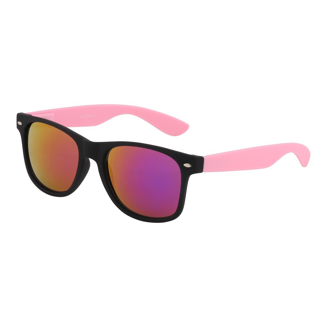 Wayfarer solbrille i mat stel med lyserÃ¸de stÃ¦nger