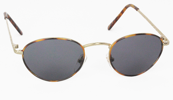 Guldfarvet oval solbrille med mÃ¸rke glas