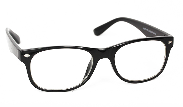 Lille og let sort wayfarer brille uden styrke