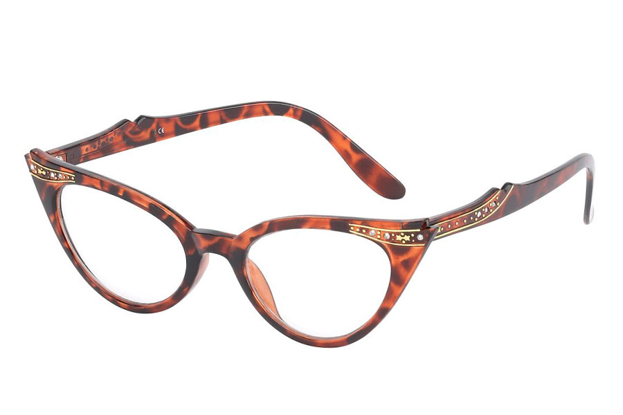 Smuk cateye brille med similisten og guldstjerner.
