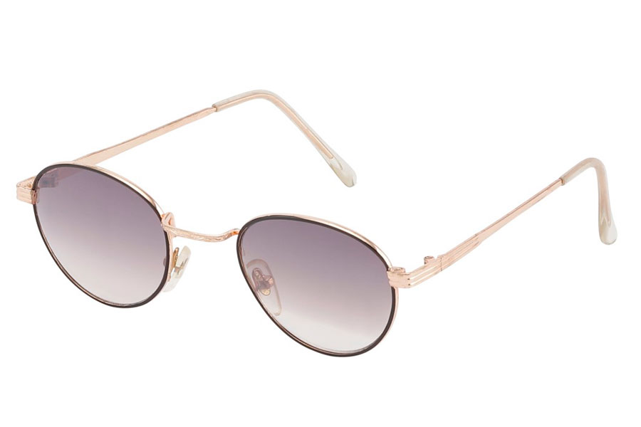 DrÃ¥beformet solbrille i sort og guldfarvet metal stel.