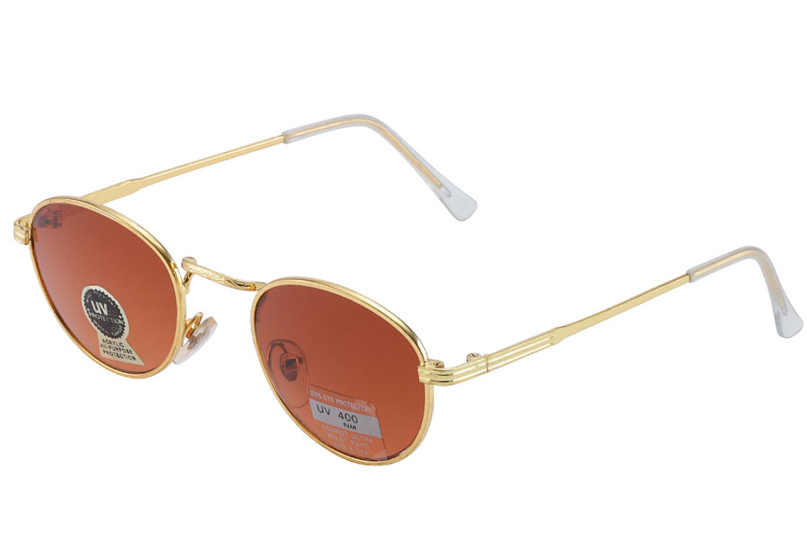 DrÃ¥beformet solbrille i guldfarvet metal ste