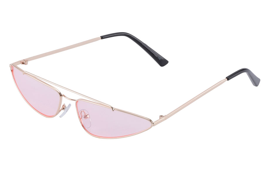 En lÃ¦kker smal solbrille i cat eye metalstel med dobbelt bro