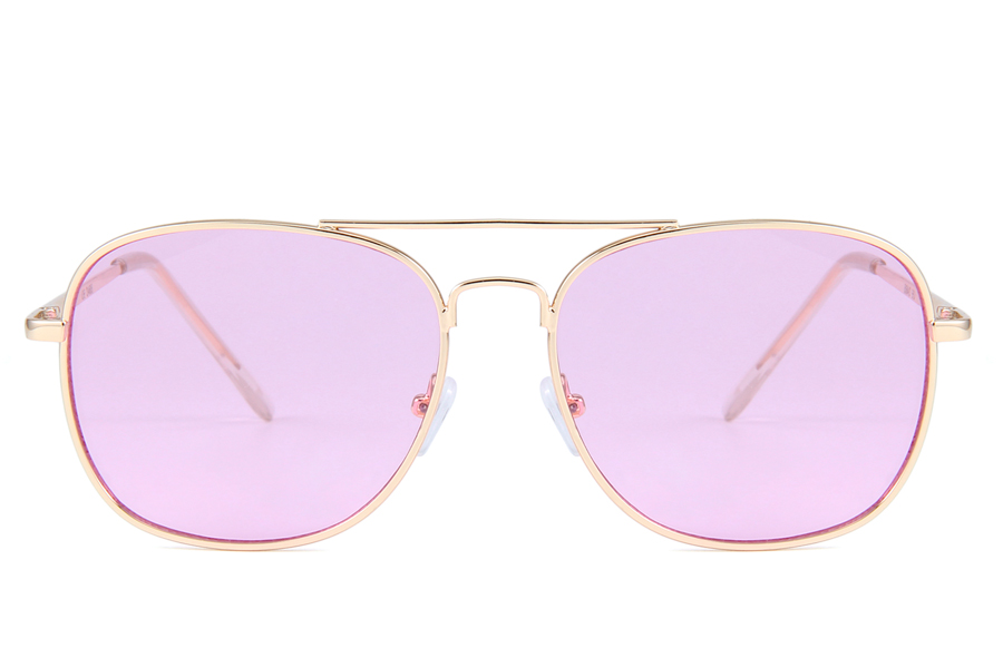 Aviator solbrille i firkantet design med lyslilla glas - accessories.dk - billede 3