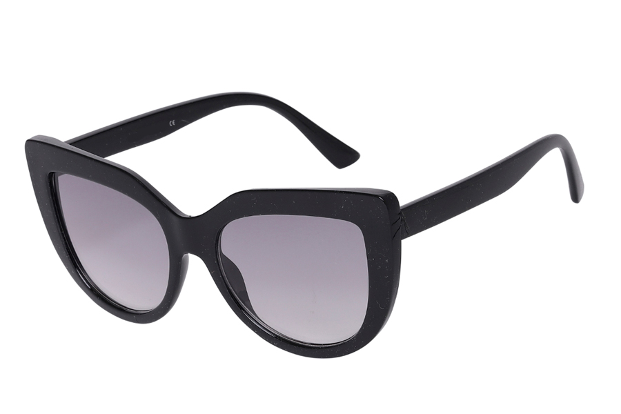 Flot feminin solbrille i kraftigt cateye / katteÃ¸je design.