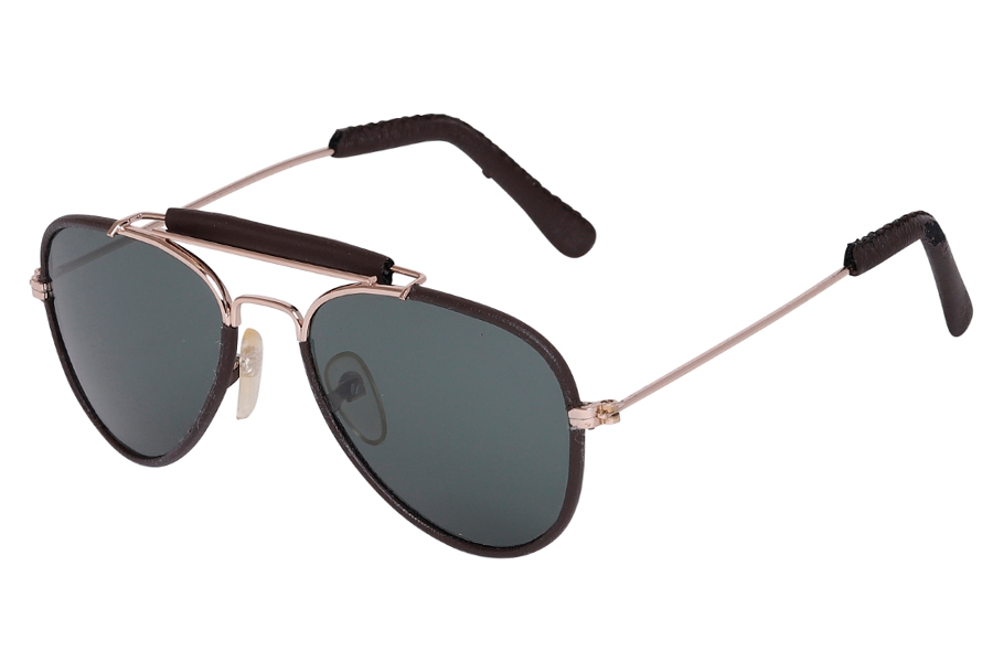 LILLE aviator / pilot brille i Retro design med mÃ¸rkbrun 