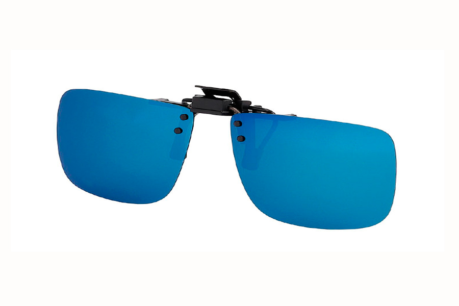 Polaroid clip-on solbrille i blÃ¥t spejlfarvet glas